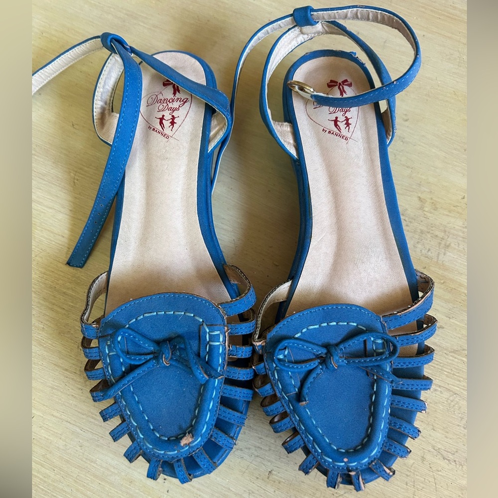 Dancing Days by Banned Retro Blue Flats with Bow Accent